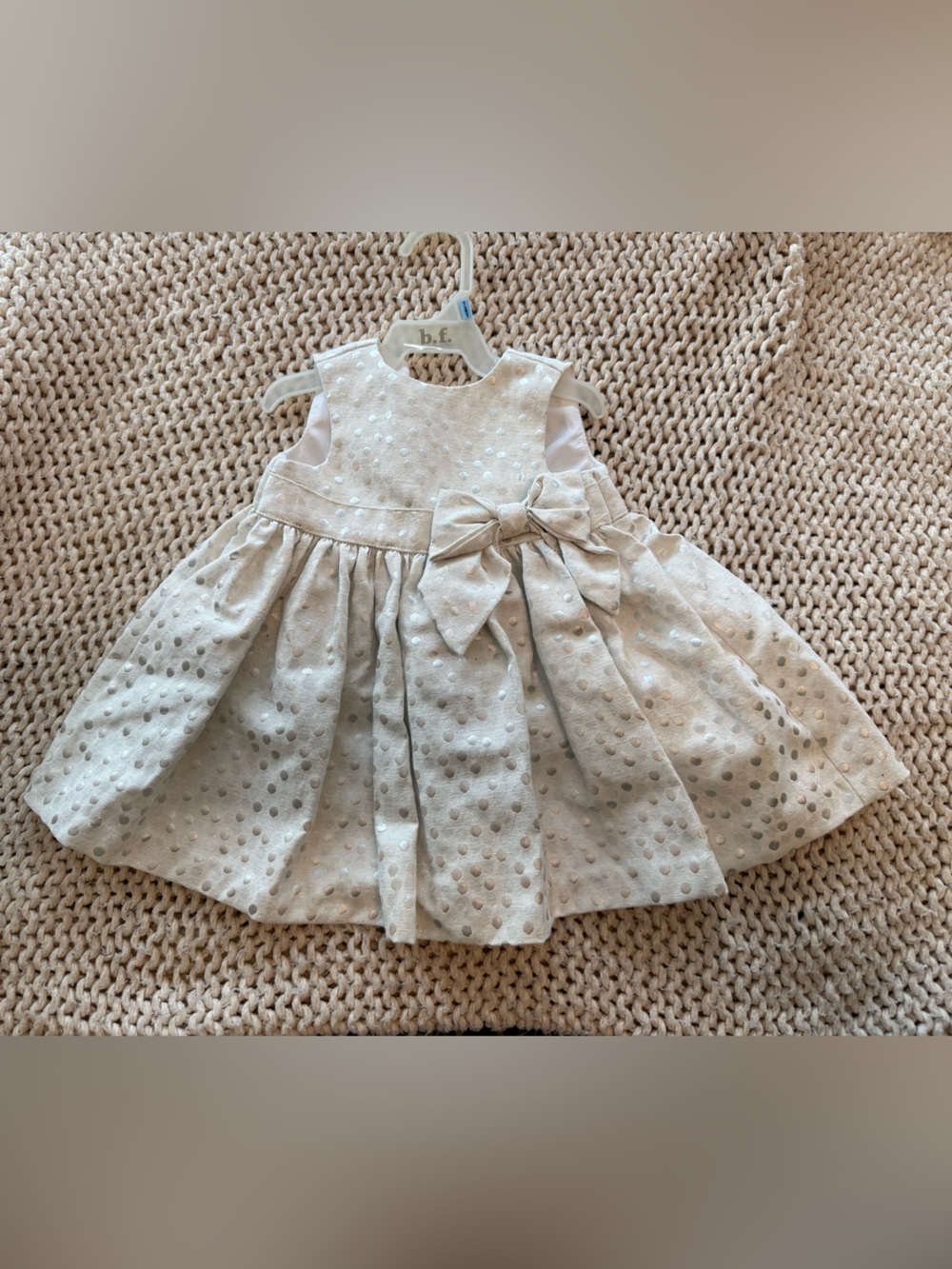 Girls white Polka Dot Party Dress with Bow - Picture 1 of 4